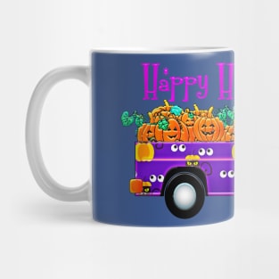 Halloween Pumpkin Pink Truck Mug